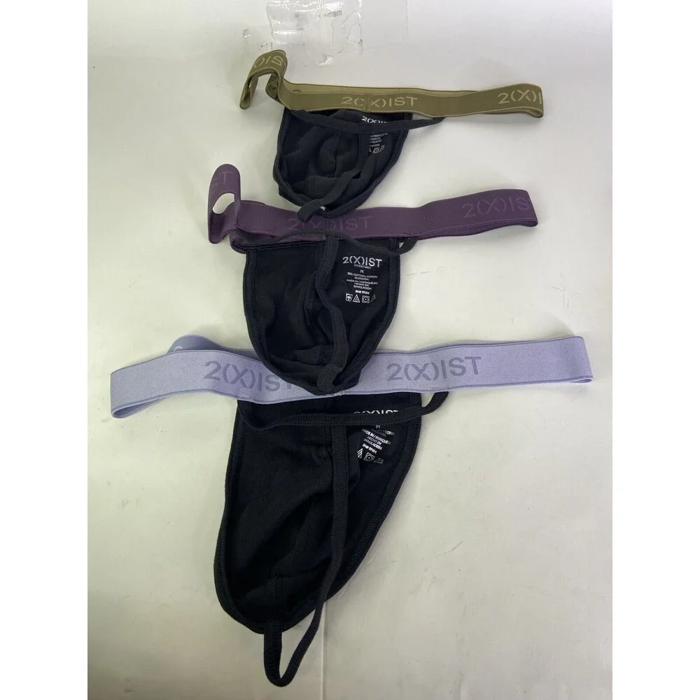 2xist Y Back Thongs Underwear 3 Pack Multicolor Cotton Essential Mens Size M - Picture 2 of 6
